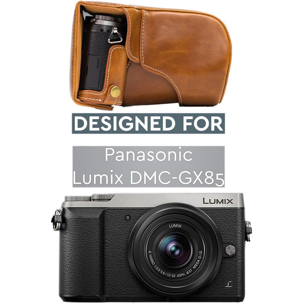 MegaGear MG998 Ever Ready Leather Case with Bottom Opening for LUMIX GX85 14-140mm