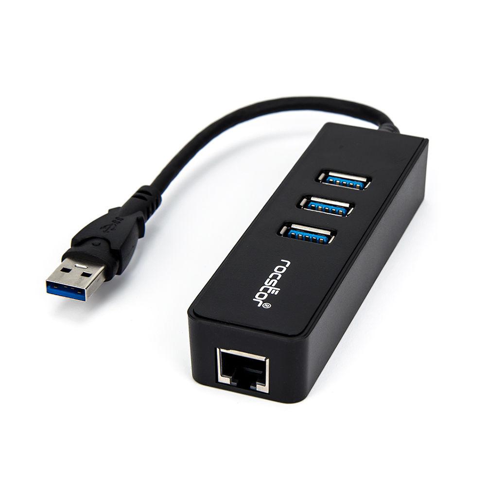 Rocstor 3-Port USB 3.0 Hub with Gigabit Ethernet