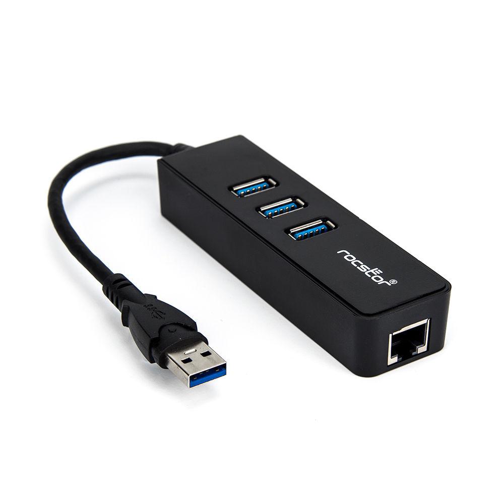 Rocstor 3-Port USB 3.0 Hub with Gigabit Ethernet