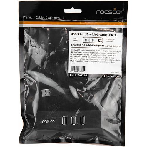 Rocstor 3-Port USB 3.0 Hub with Gigabit Ethernet