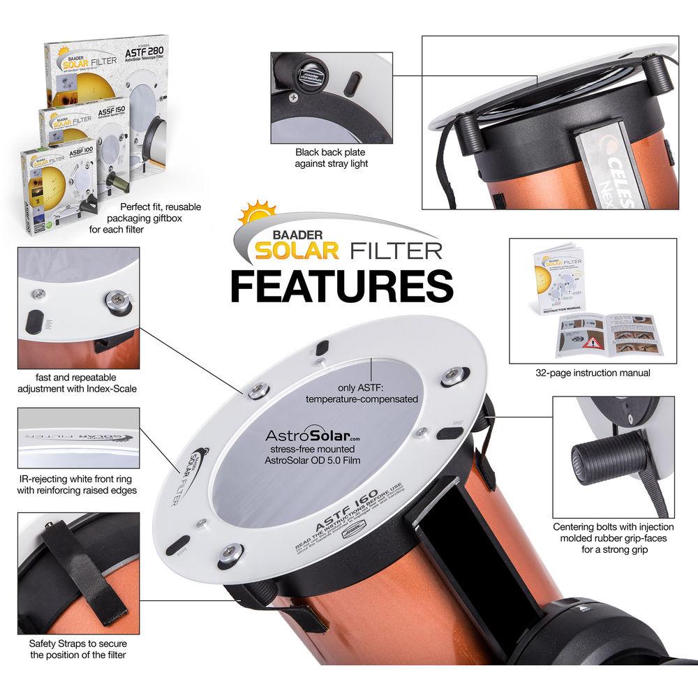 Alpine Astronomical 50mm Baader AstroSolar White-Light Solar Filter for Binoculars