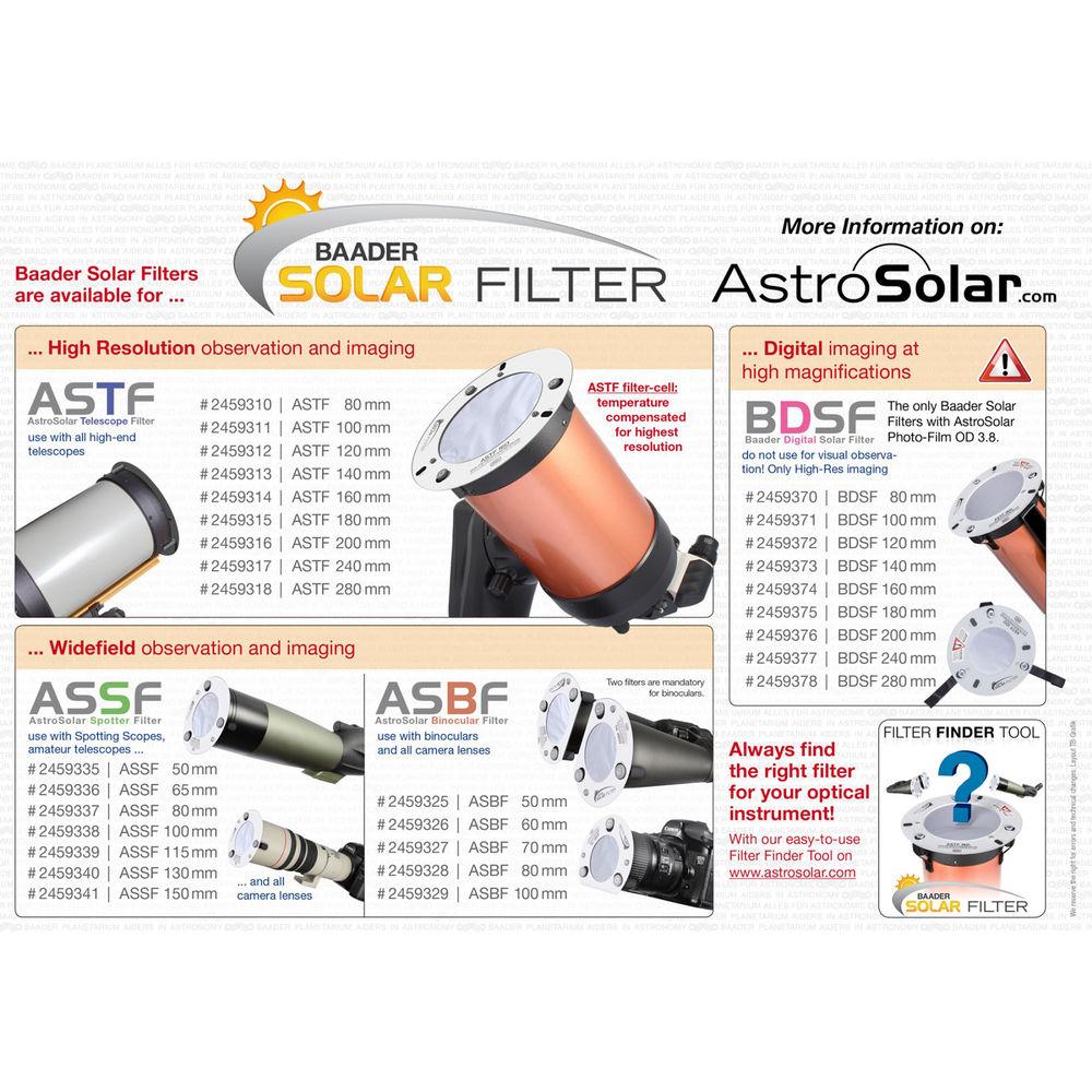 Alpine Astronomical 60mm Baader AstroSolar White-Light Solar Filter for Binoculars