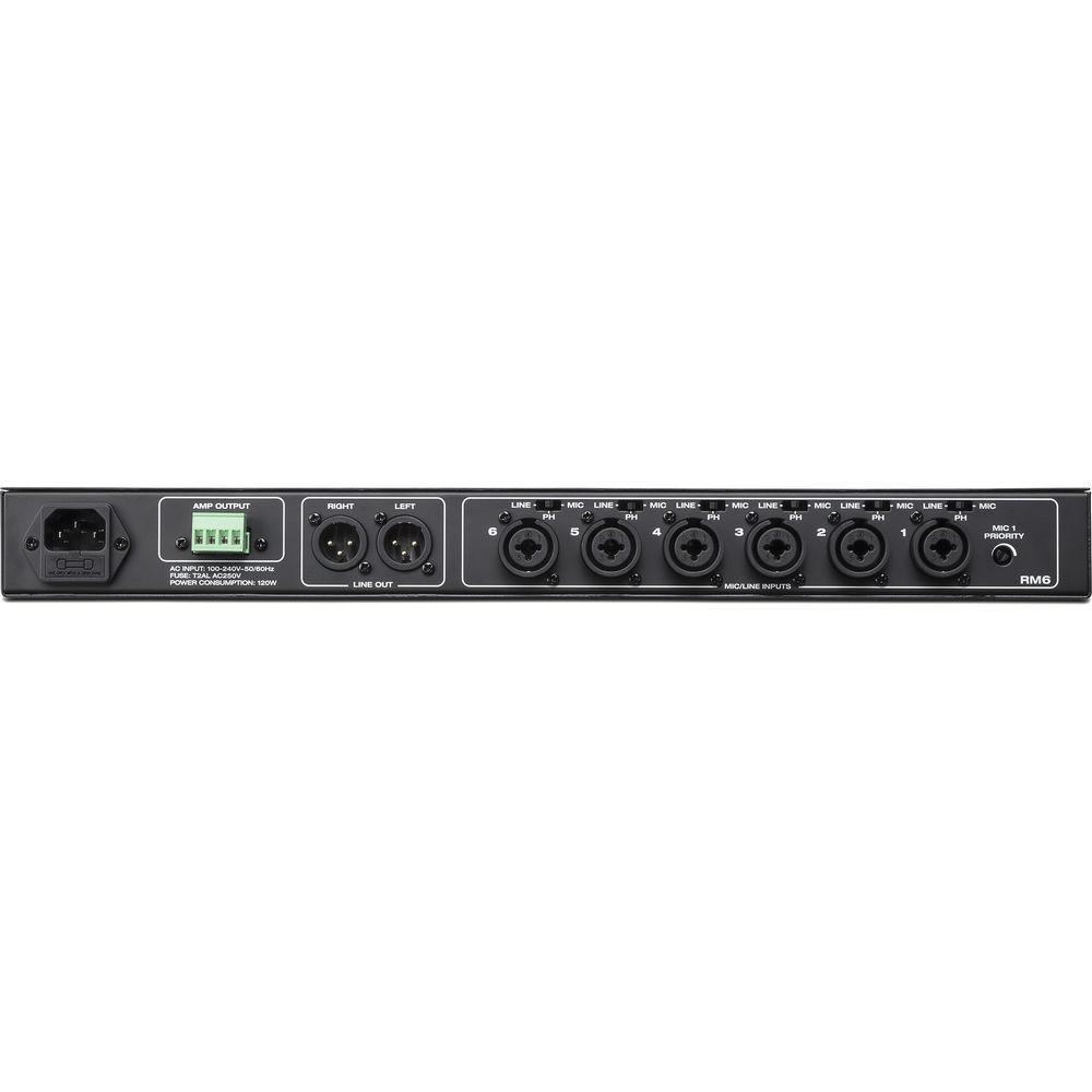 Rane Commercial RM6 6-Channel Mixer with 120W Amplifier