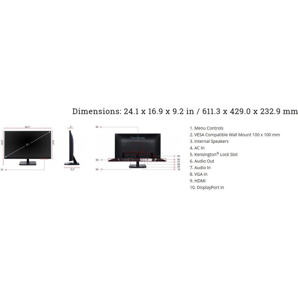 ViewSonic VA2756-MHD 27" 16:9 Reduced Bezel IPS Monitor