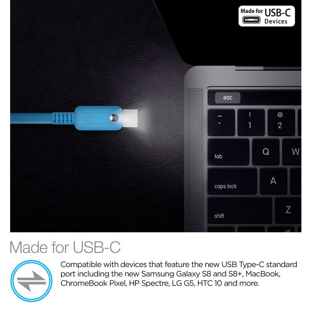 Naztech USB Type-C to Type-A Charge Sync Cable with LED Light