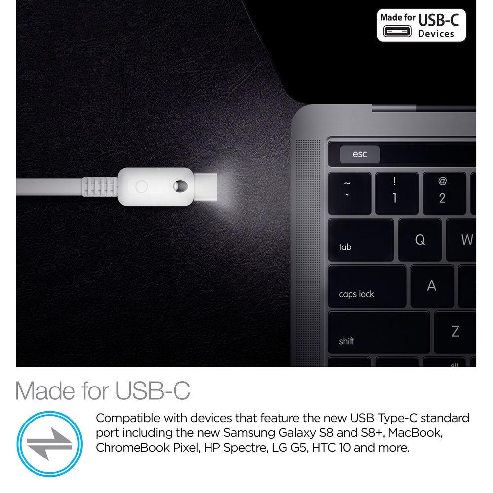 Naztech USB Type-C to Type-A Charge Sync Cable with LED Light
