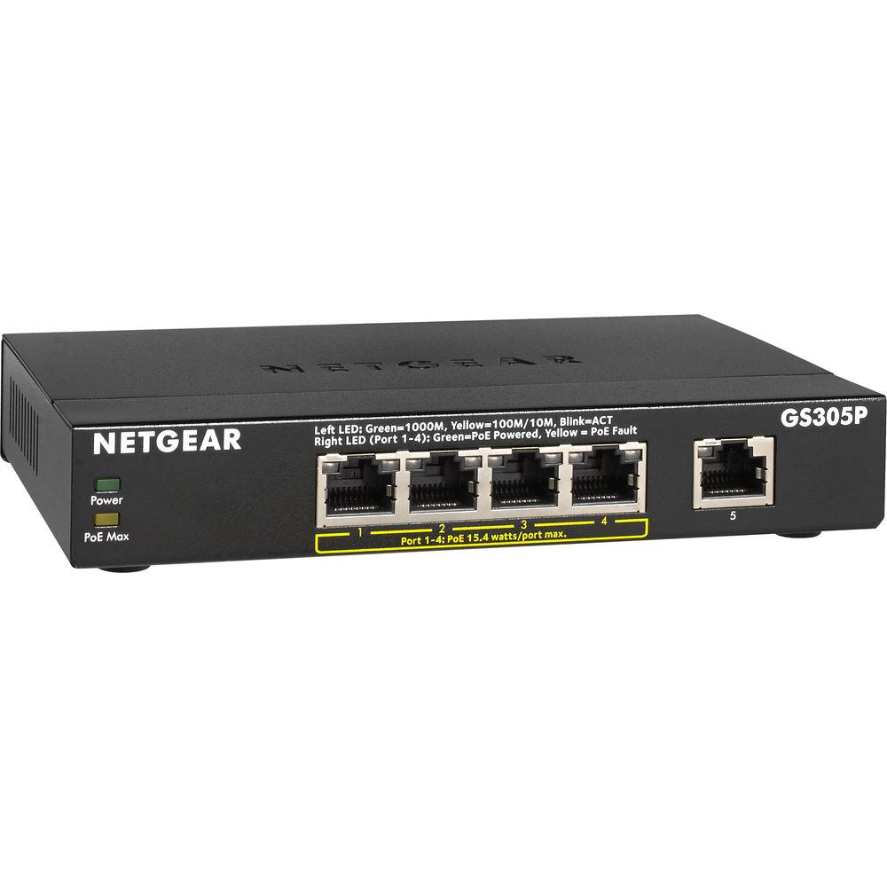 Netgear GS305P Essentials Series 5-Port Gigabit PoE Unmanaged Switch