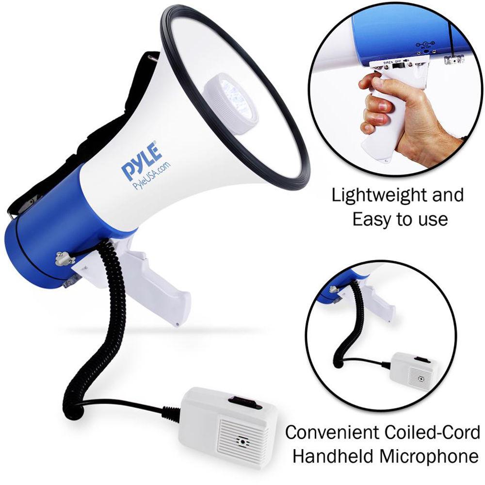Pyle Pro PMP51LT 50W Megaphone with Siren, LED Lights & Detachable Microphone
