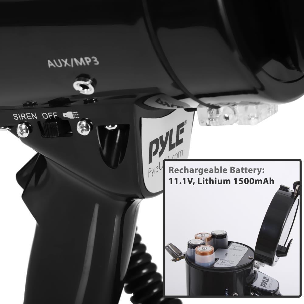 Pyle Pro PMP561LTB 50W Megaphone with Siren, LED Lights & Detachable Microphone