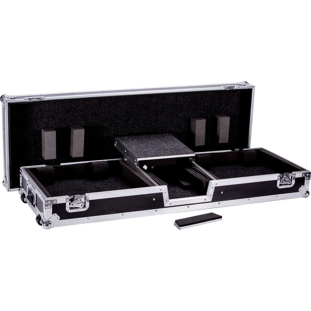 DeeJay LED Fly Drive DJ Coffin Case for Two Turntables and 10" Mixer with Laptop Shelf and Wheels