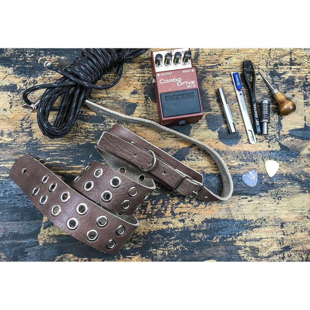 Funk Plus Double Grommet Genuine Premium Leather Guitar Strap with Buckle