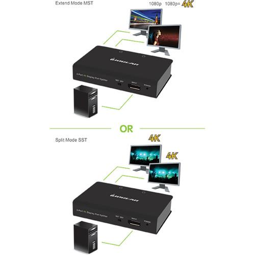 IOGEAR 2-Port DisplayPort 1.2 Graphics Splitter Multi-Monitor MST Video Hub