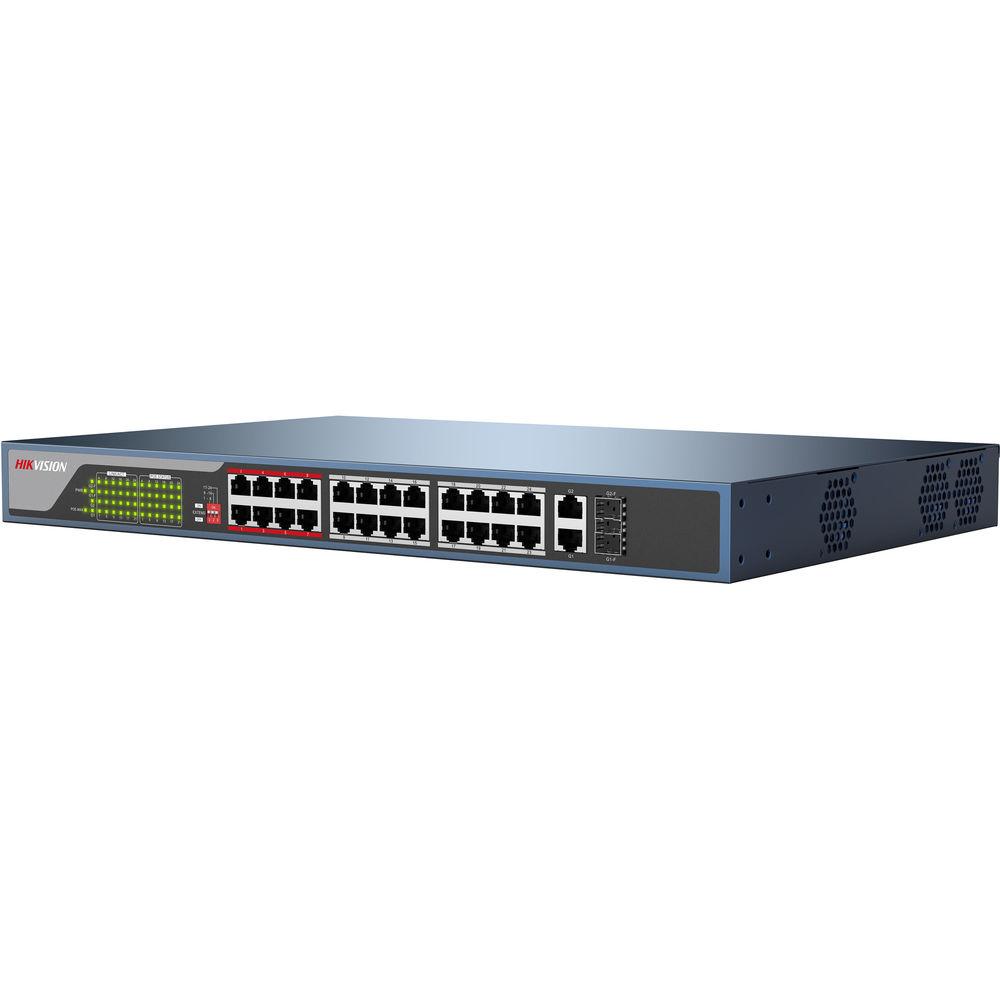 Hikvision Web-Managed PoE Switch with 24 PoE Electrical Ports and Two Combo Ports
