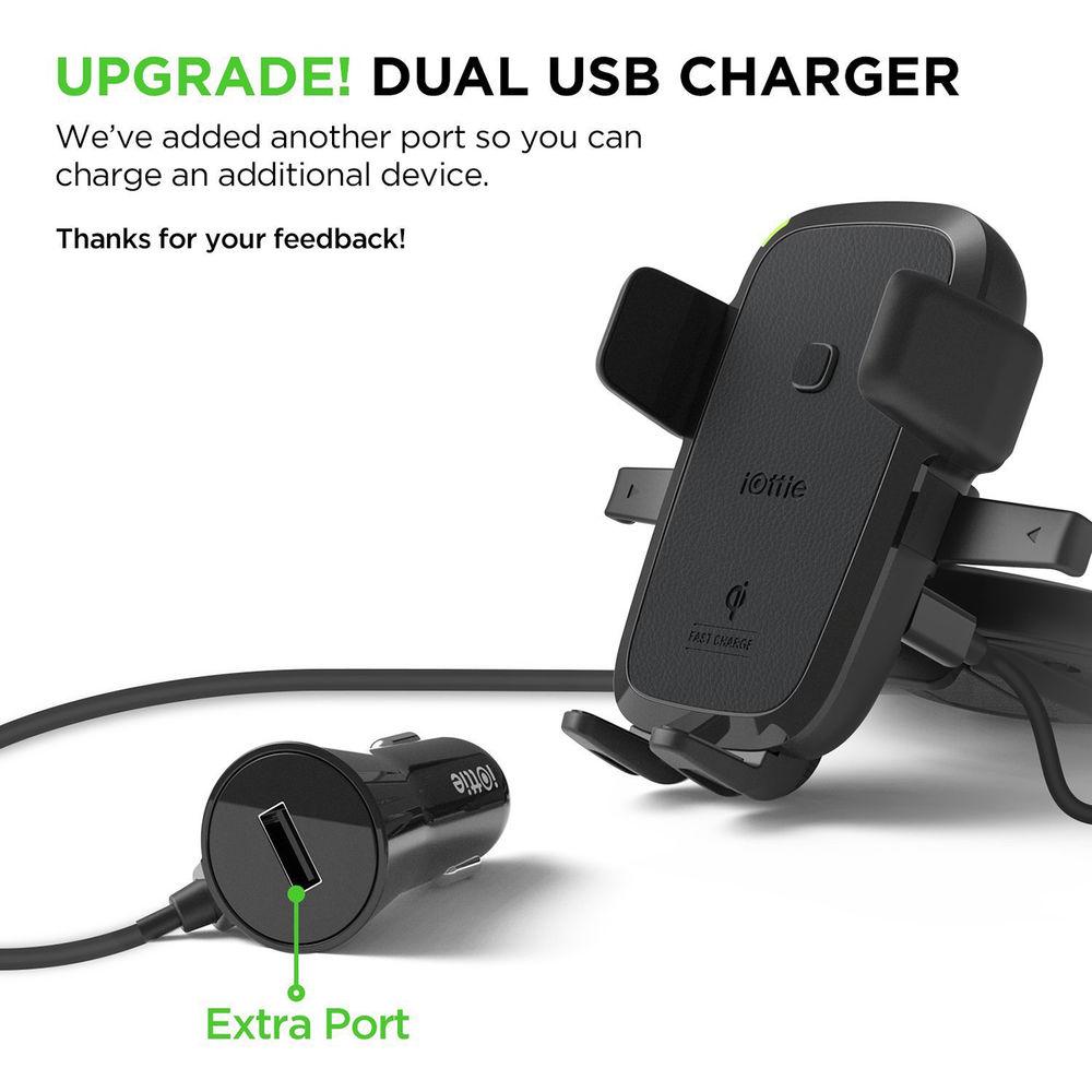 iOttie Easy One Touch Wireless Qi Fast Charging Smartphone Car CD Slot Mount