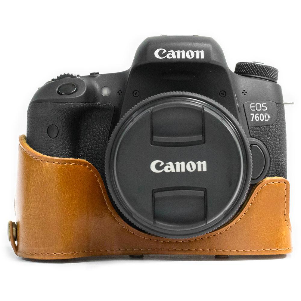 MegaGear Ever Ready PU Leather Case and Strap for Canon EOS T6s, 8000D & 18-55mm Lens