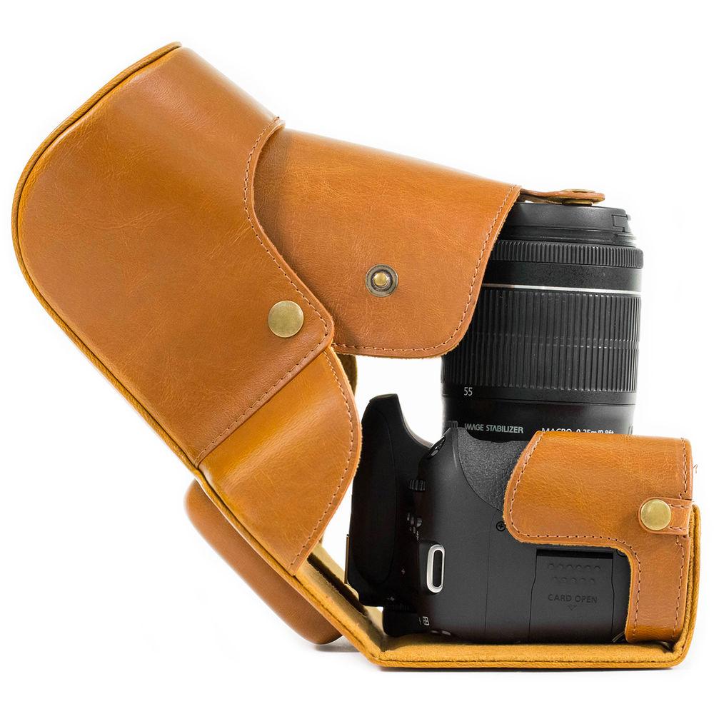 MegaGear Ever Ready PU Leather Case and Strap for Canon EOS T6s, 8000D & 18-55mm Lens