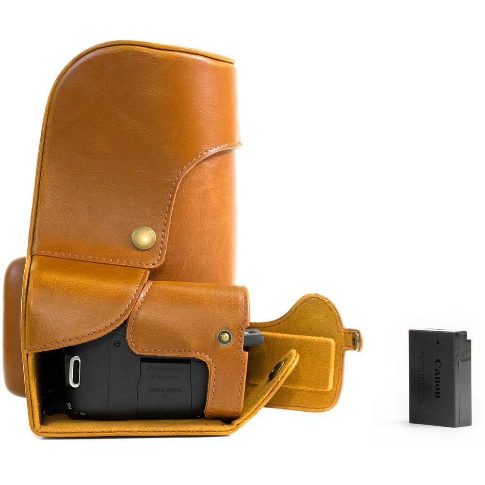 MegaGear Ever Ready PU Leather Case and Strap for Canon EOS T6s, 8000D & 18-55mm Lens