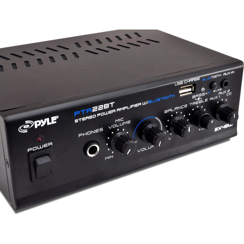Pyle Pro Mini Blue-Series Stereo 80W Power Amplifier with Bluetooth