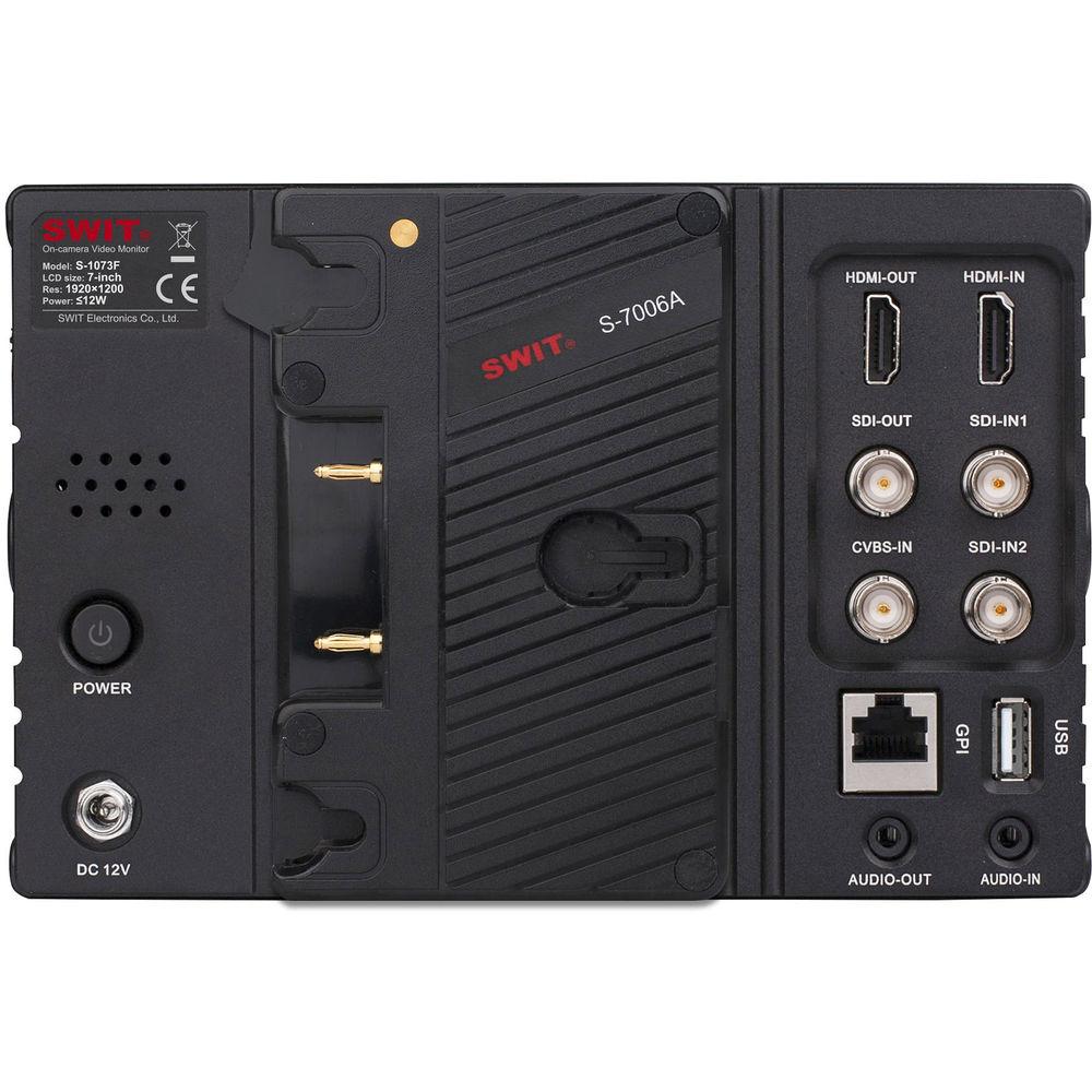 SWIT S-1073F 7" Full HD Waveform LCD Monitor with S-7006A Gold Mount Battery Plate