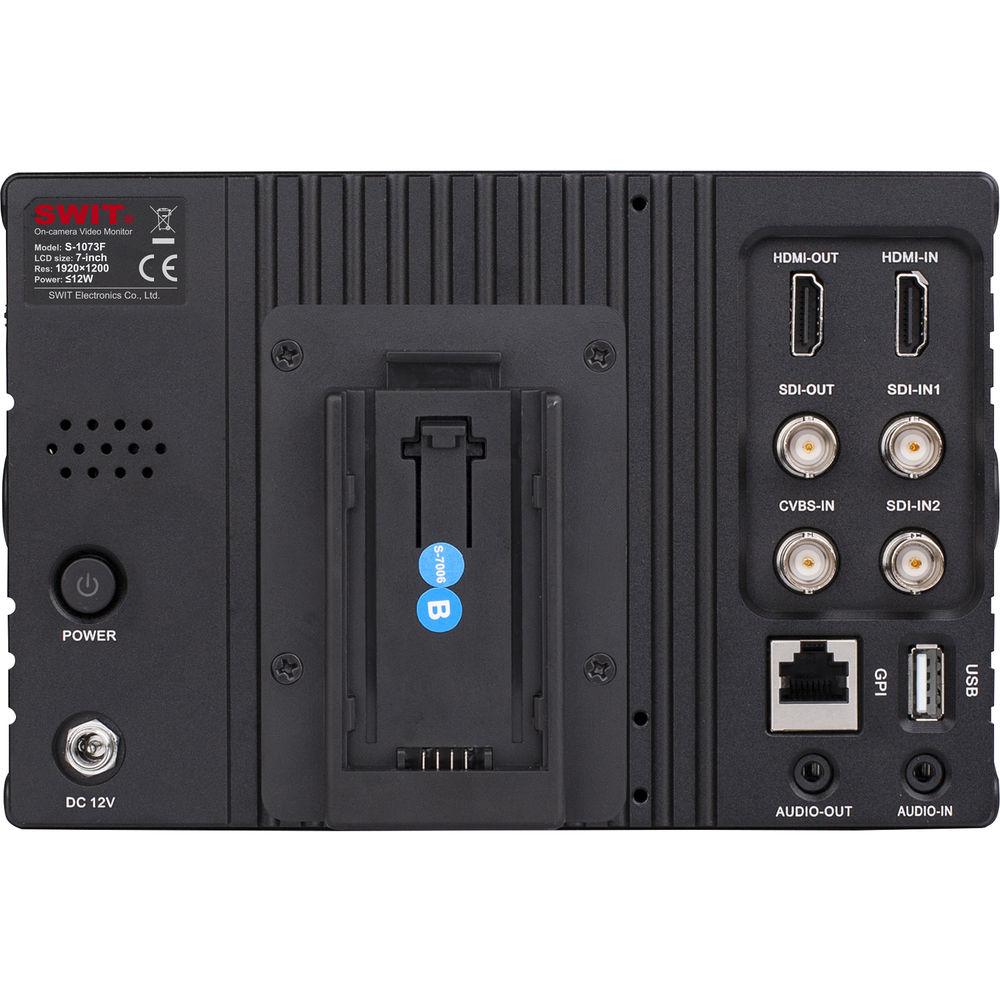 SWIT S-1073F 7" Full HD Waveform LCD Monitor with S-7006B Panasonic VW DV Battery Plate