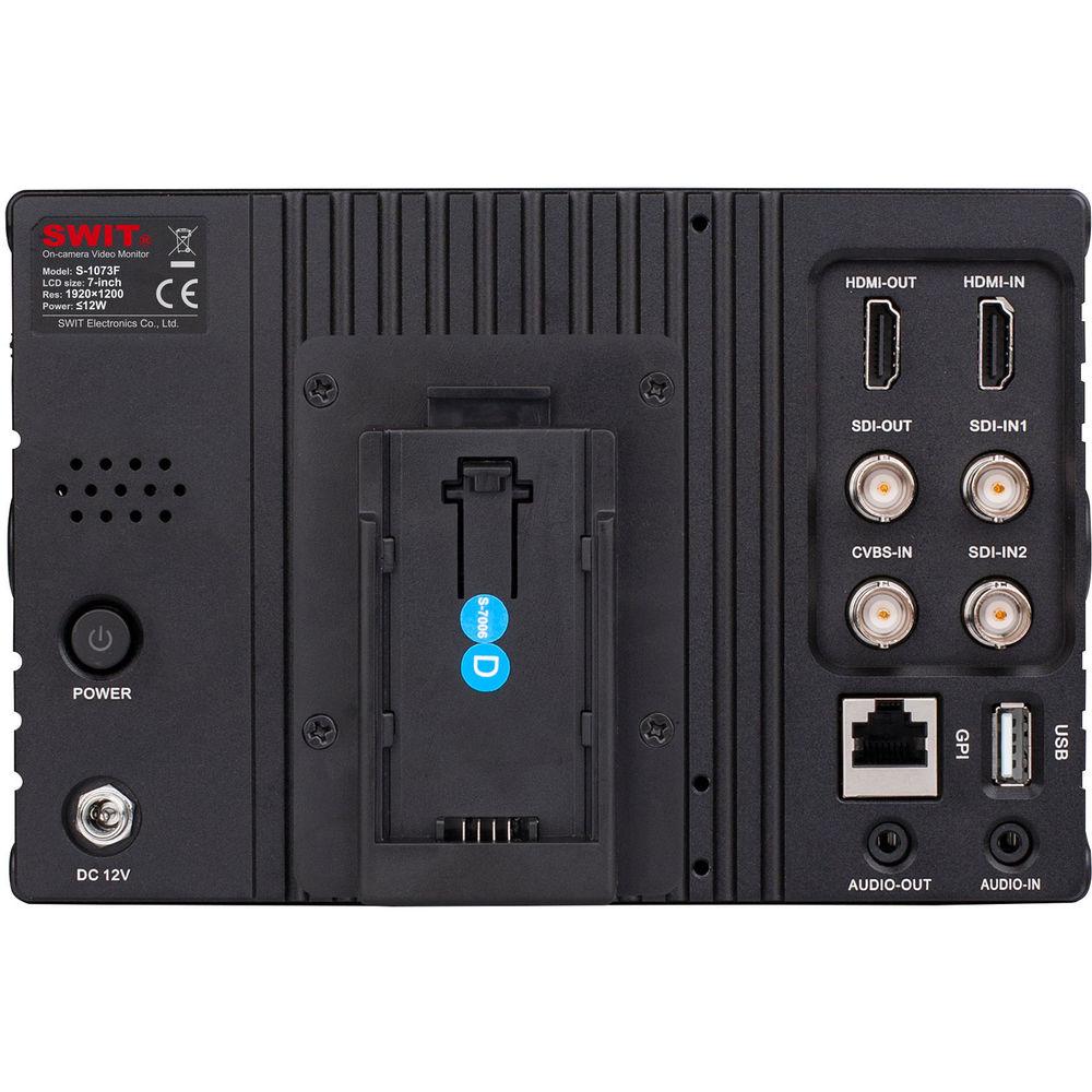 SWIT S-1073F 7" Full HD Waveform LCD Monitor with S-7006D Panasonic CGA VBD Battery Plate