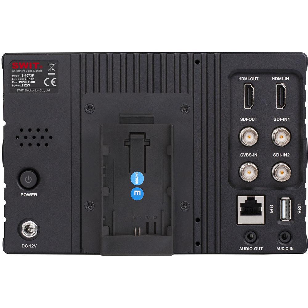 SWIT S-1073F 7" Full HD Waveform LCD Monitor with S-7006E Canon LP-E6 Battery Plate
