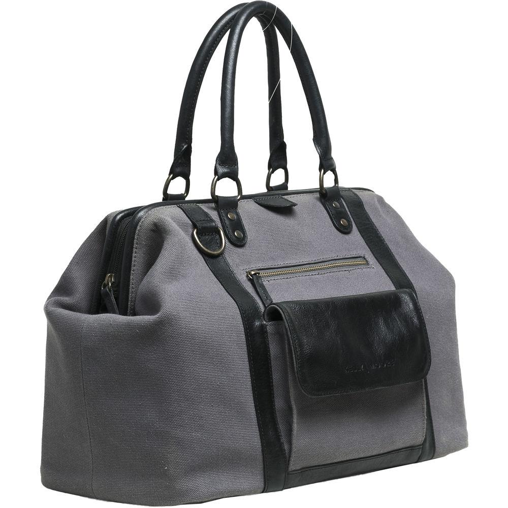 Kelly Moore Bag Jude 2.0 Gray Canvas Bag with Black Leather Accents