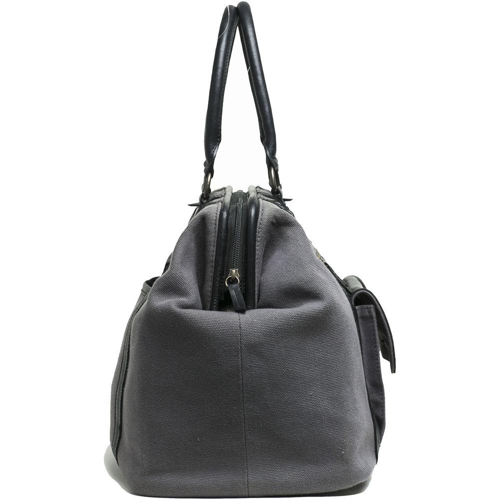 Kelly Moore Bag Jude 2.0 Gray Canvas Bag with Black Leather Accents