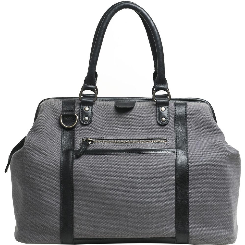 Kelly Moore Bag Jude 2.0 Gray Canvas Bag with Black Leather Accents