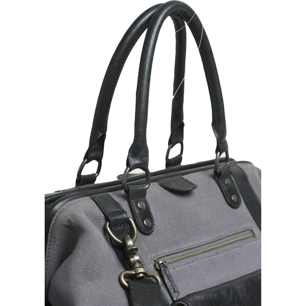 Kelly Moore Bag Jude 2.0 Gray Canvas Bag with Black Leather Accents