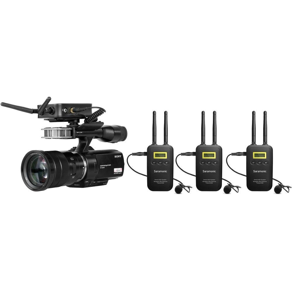 Saramonic VmicLink5 RX TX TX TX Camera-Mount Digital Wireless Microphone System with Three Bodypack Transmitters and Lavalier Mics