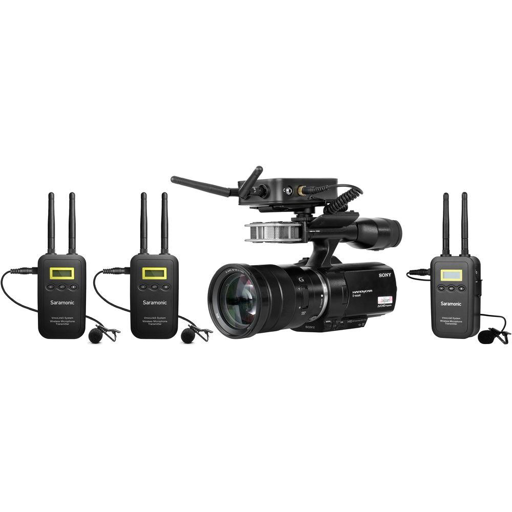 Saramonic VmicLink5 RX TX TX TX Camera-Mount Digital Wireless Microphone System with Three Bodypack Transmitters and Lavalier Mics