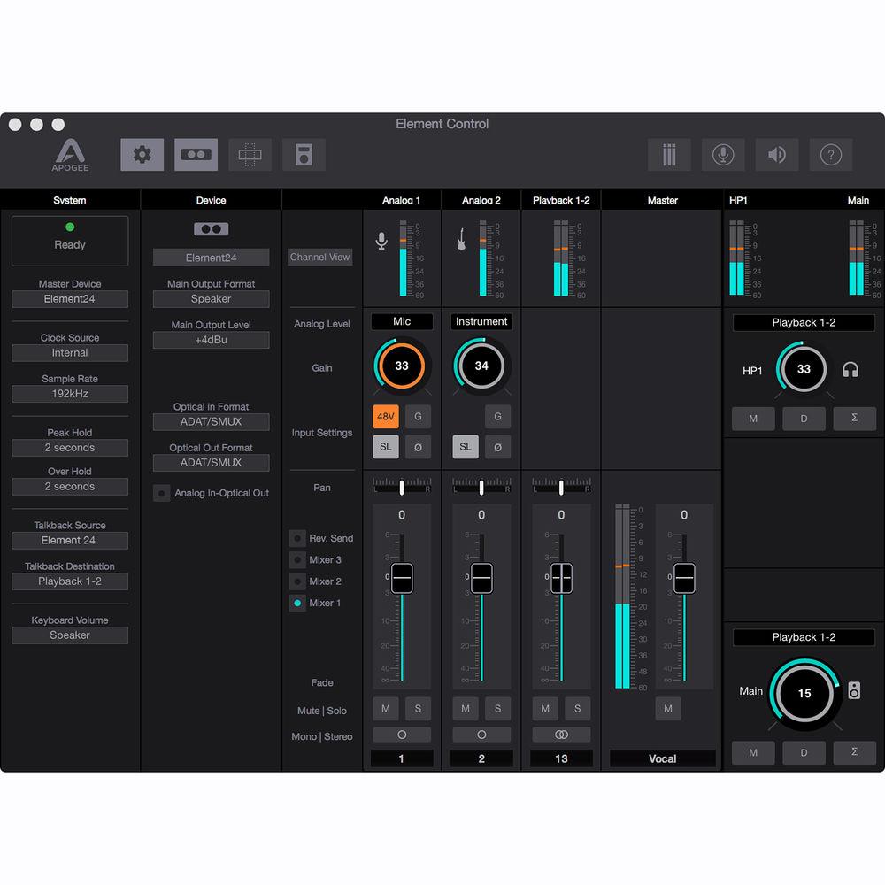 Apogee Electronics Element 24 10x12 Thunderbolt Audio I O Box for Mac