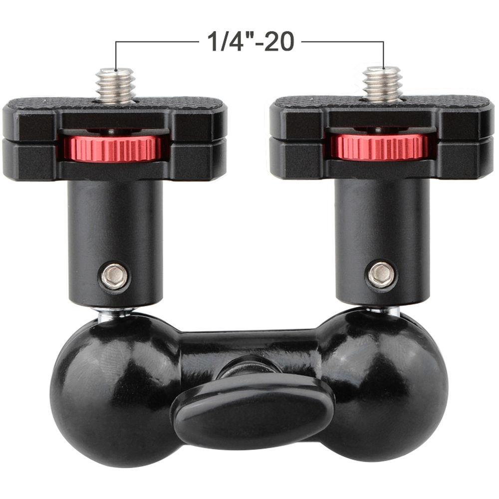 CAMVATE 360° Rotating Double Ball Head Micro Rod Mount with 1 4"-20 Lock Nuts