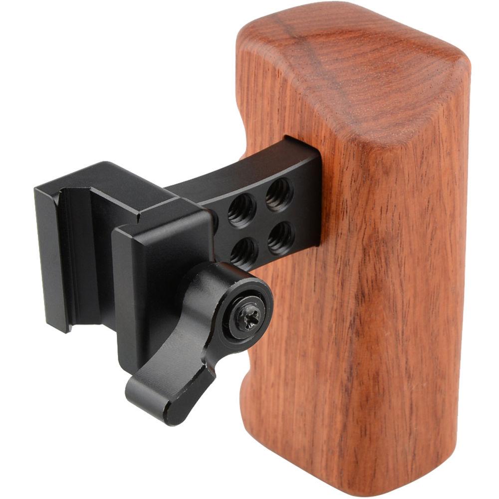 CAMVATE Right Hand Wood Handle Grip with Swat Rail Clamp & 70mm Safety Rail for Select DV and DSLR Camera Cages