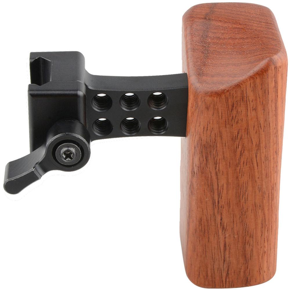 CAMVATE Right Hand Wood Handle Grip with Swat Rail Clamp & 70mm Safety Rail for Select DV and DSLR Camera Cages