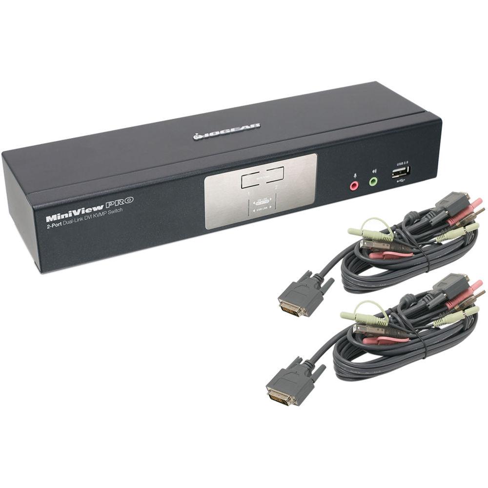 IOGEAR 2-Port Dual-Link DVI KVMP Pro with 7.1 Audio Kit with Two DisplayPort Adapters