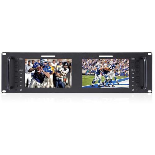 Laizeske Dual 7" IPS 1280 x 800 LCD Rackmount Monitor with 3G-SDI & HDMI