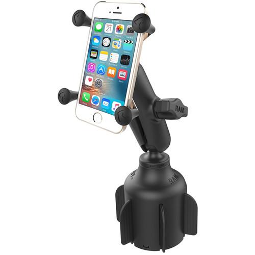 RAM MOUNTS Stubby Cup Holder Mount with Universal X-Grip Phone Holder