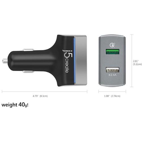 j5create 2-Port USB Quick Charge 3.0 Car Charger