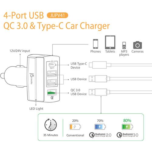 j5create 4-Port USB Car Charger