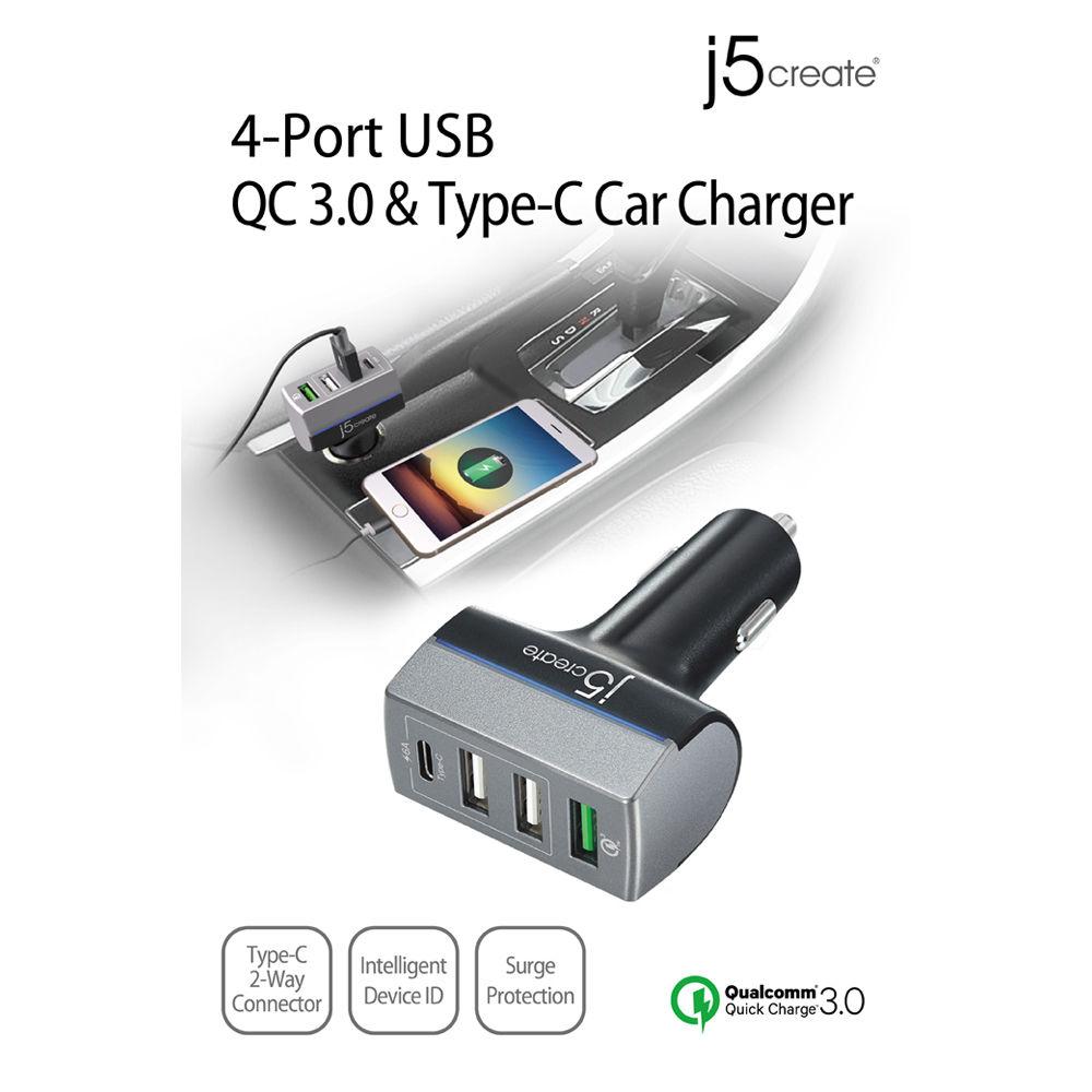 j5create 4-Port USB Car Charger