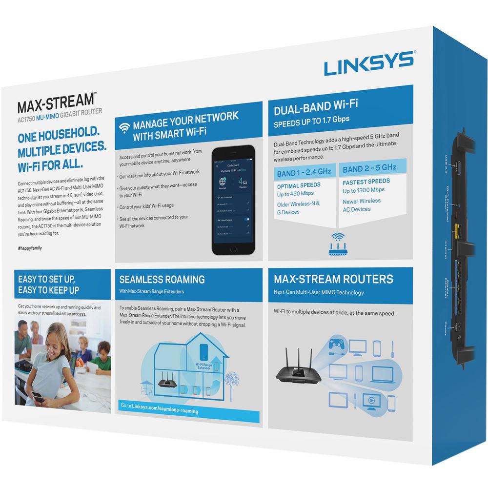Linksys EA7300 Max-Stream Dual-Band Wireless-AC1750 MU-MIMO Gigabit Router