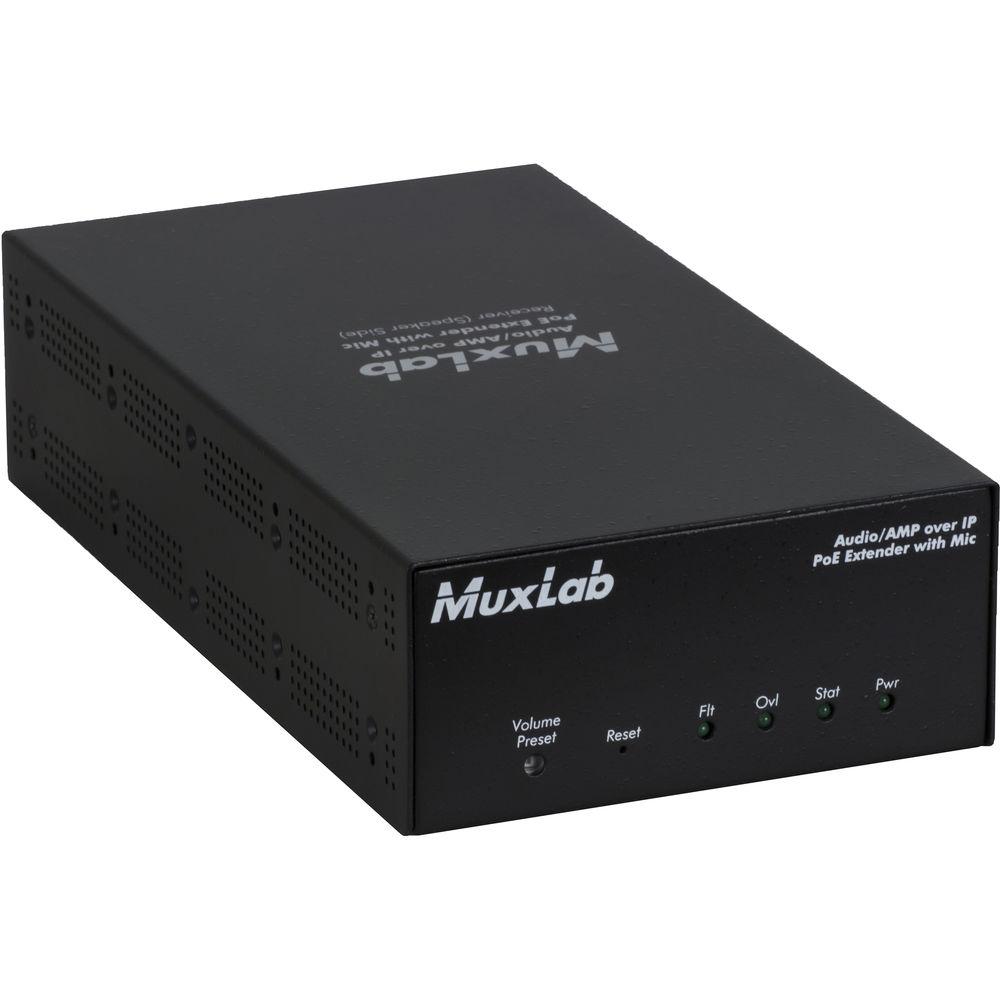 MuxLab Audio over IP Extender Kit with 2-Ch 50W Amp & Mic Input