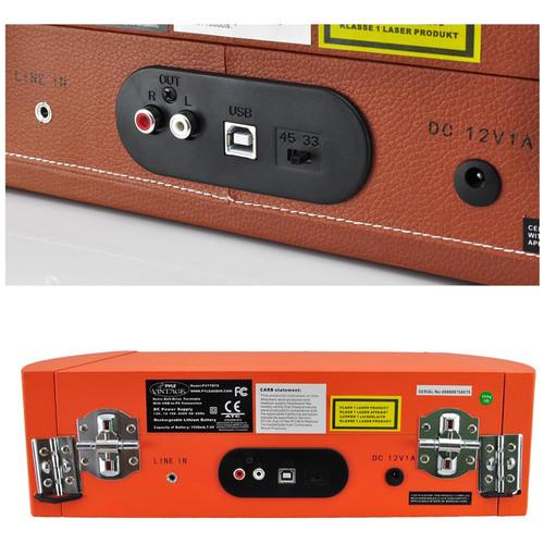 Pyle Pro PVTTBT8OR Portable Suitcase Turntable with Bluetooth and USB