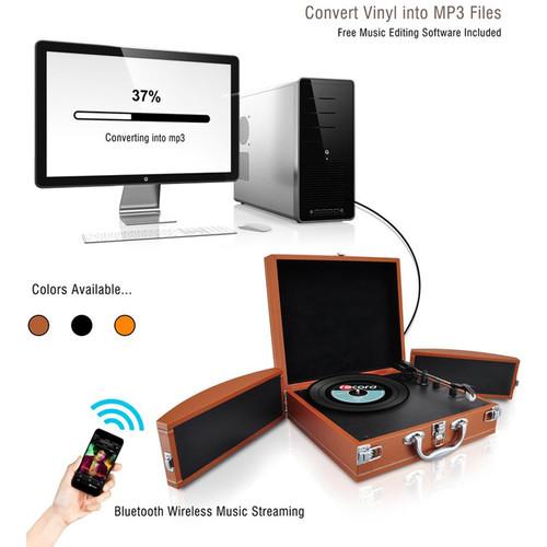 Pyle Pro PVTTBT8OR Portable Suitcase Turntable with Bluetooth and USB