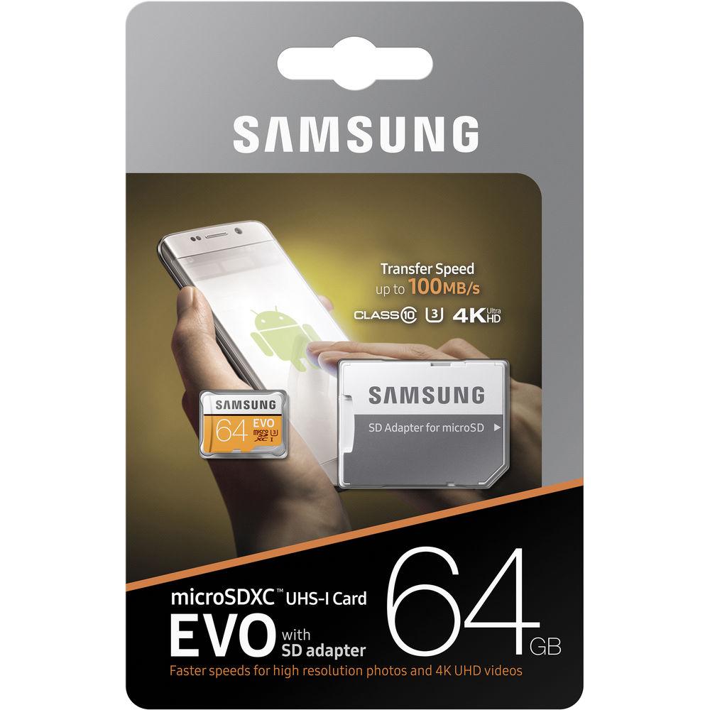 Samsung 64GB EVO UHS-I microSDXC Memory Card with SD Adapter