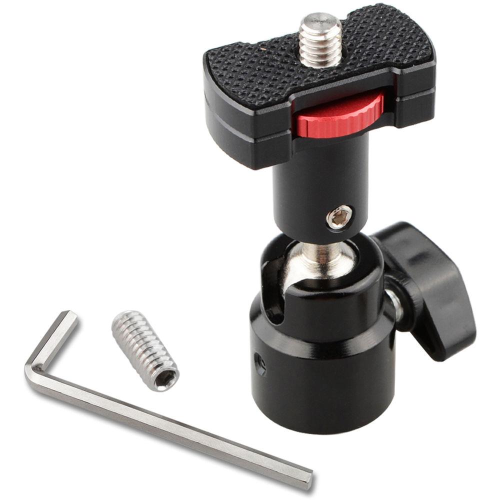 CAMVATE 1 4"-20 360° Rotating Quick Release Ball Head Micro Rod Tripod Mount with Large Knurled Edge Lock Nut