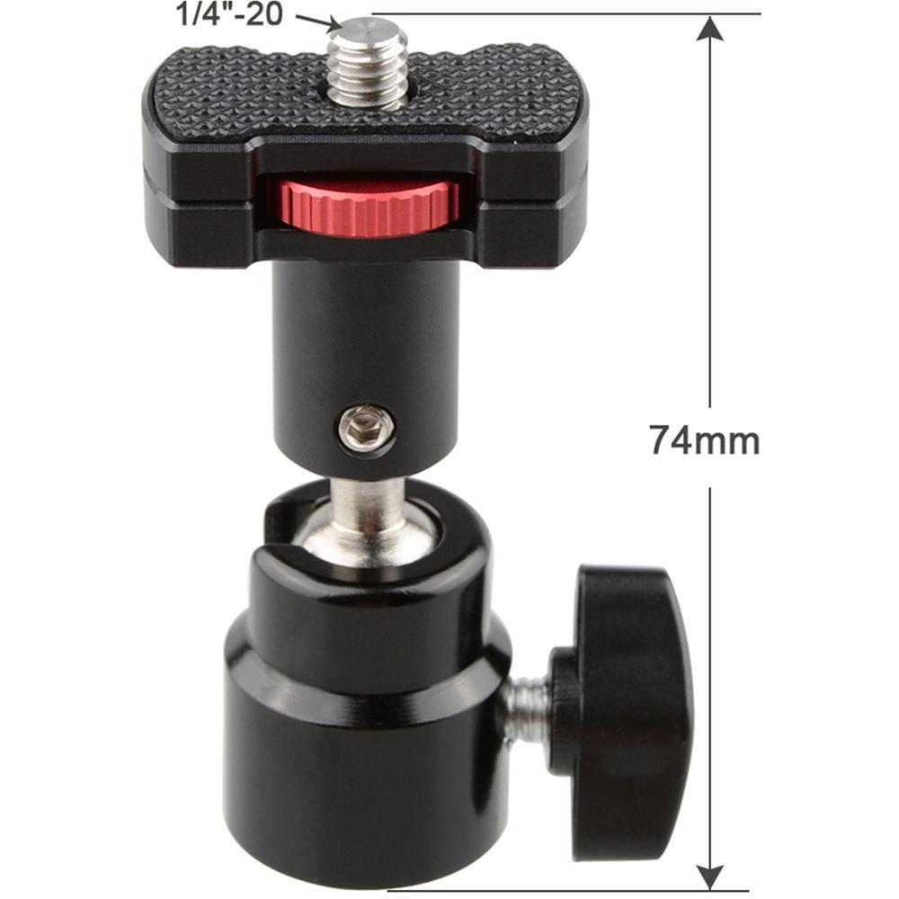 CAMVATE 1 4"-20 360° Rotating Quick Release Ball Head Micro Rod Tripod Mount with Large Knurled Edge Lock Nut