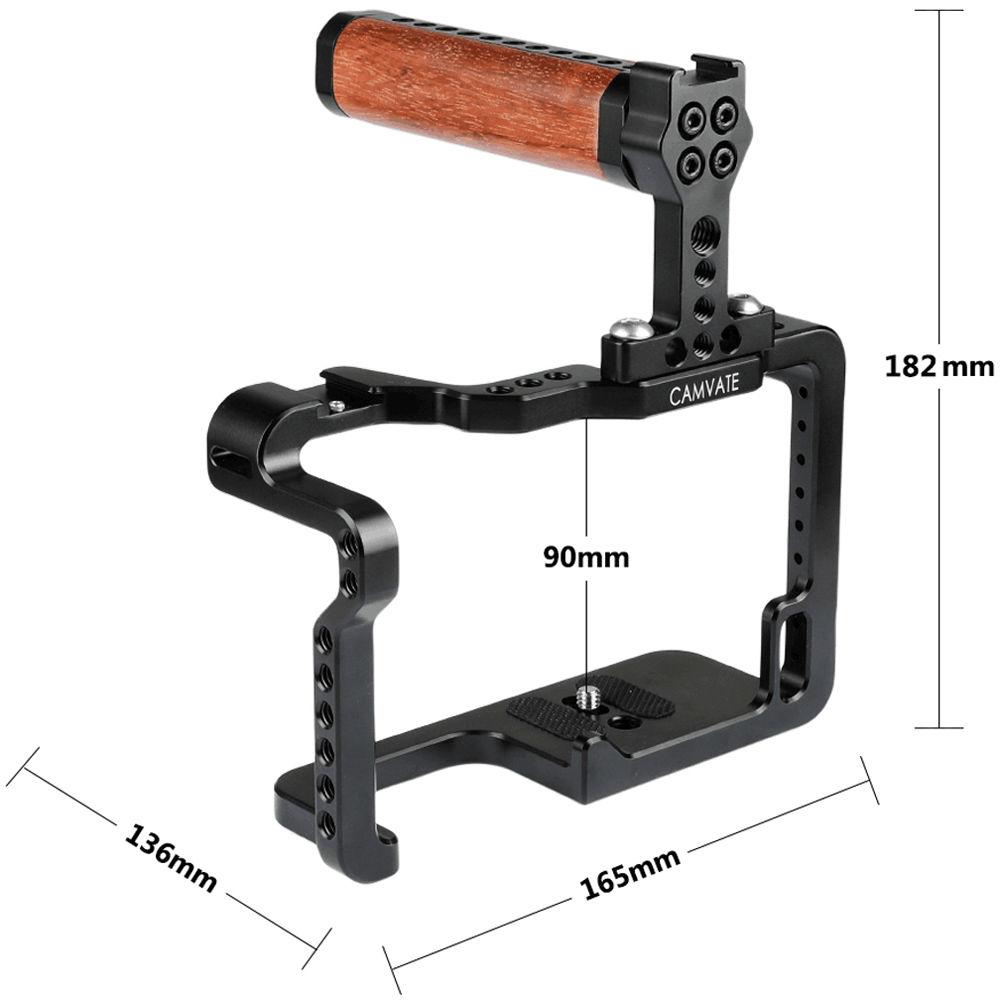 CAMVATE Cage Kit With Wood Top Handle And Shoe Mounts For Panasonic Lumix GH5